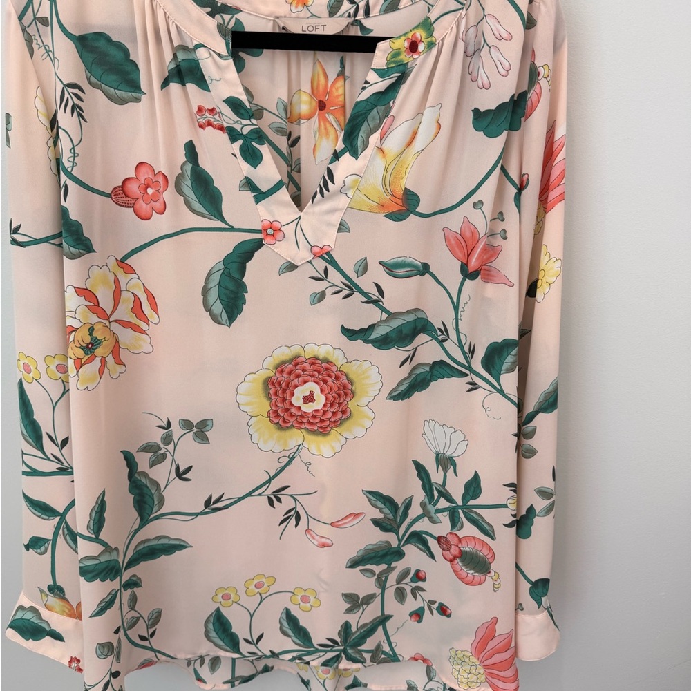 LOFT Floral Blouse with Vibrant Botanical Design
